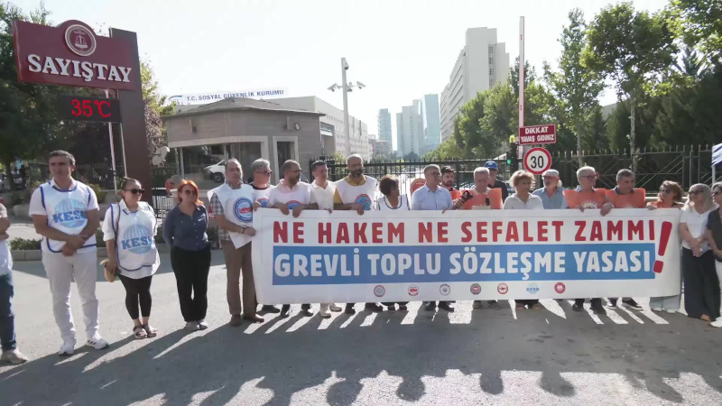 Memur sendikalarndan Saytay önünde eylem 